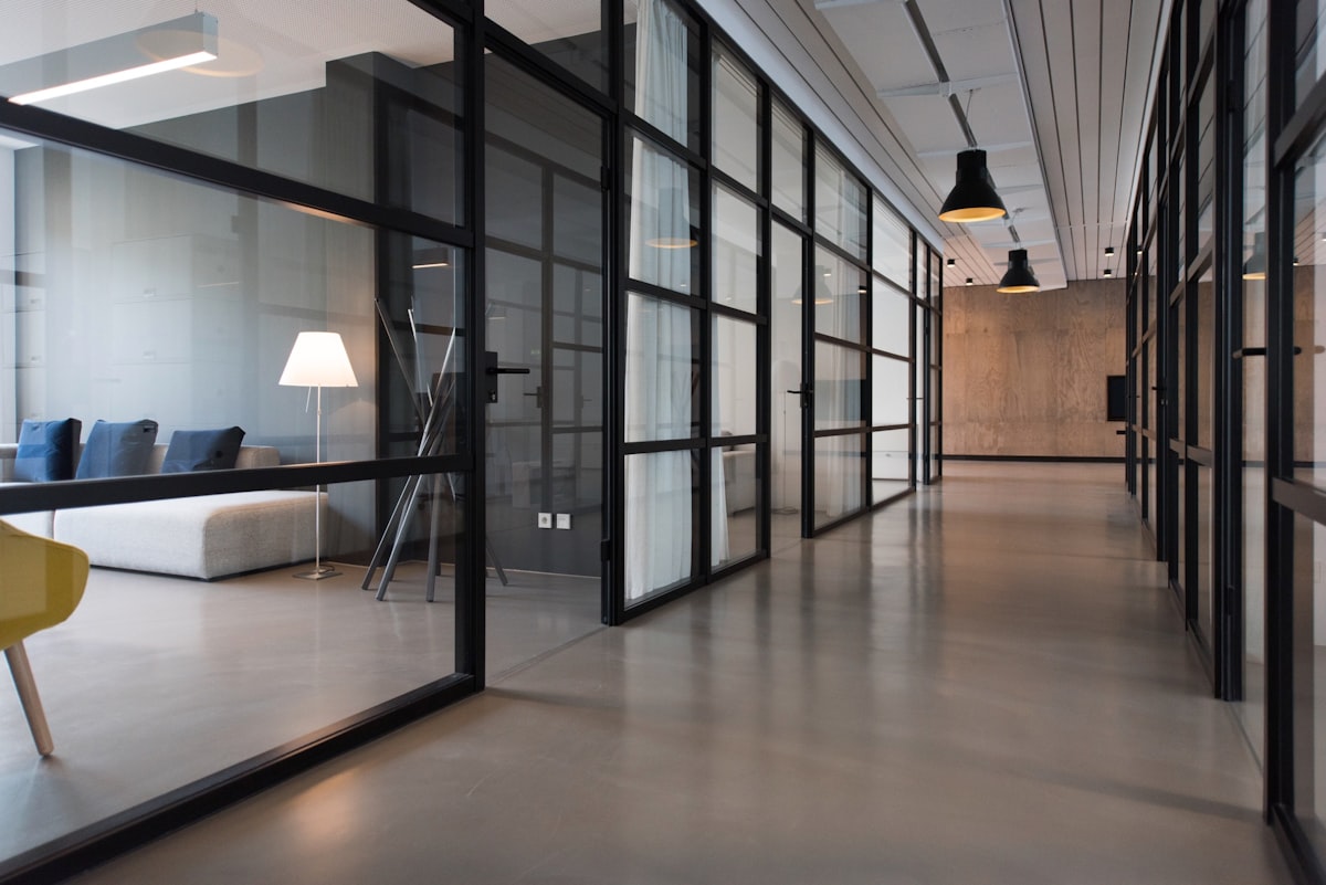 Professional collaborative workspace with modern amenities